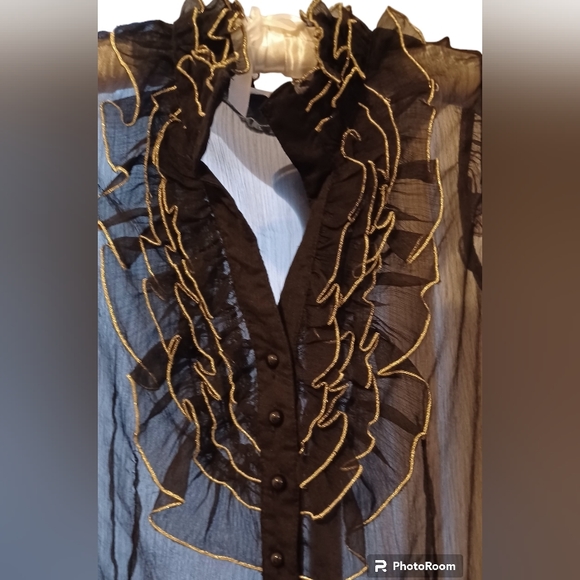 Black chiffon ruffled top size-L - Picture 2 of 8